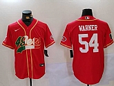 Men's San Francisco 49ers #54 Fred Warner Red With Patch Cool Base Stitched Baseball Jersey,baseball caps,new era cap wholesale,wholesale hats